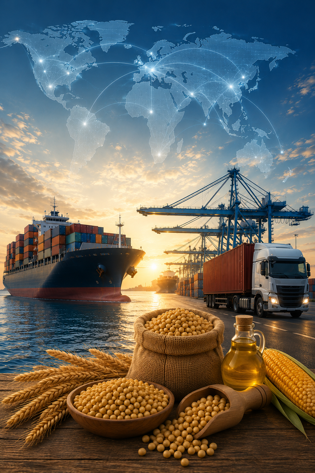 Global trade routes and compass